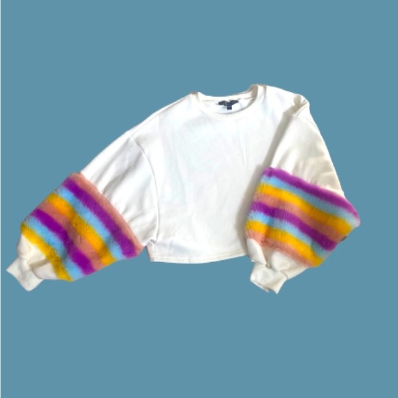 🔥reserved ❤️ Crop sweatshirt fur rainbow 🌈 - Picture 1 of 3